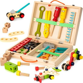 Across Rainbow 玩具 男の子 3歳 誕生日プレゼントランキング 大工さんごっこ 木製のおもちゃ 創造力を養成 収納ボックス付き 日本語パッケージ 日本企業取扱商品