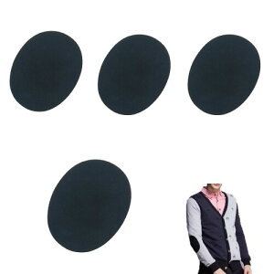 Stoooduo アイロン接着布パッチ 肘 膝 4枚セット 修理パッチ オーバル 11*14cm 衣類修理 工芸品修理キット バックパック 靴の装飾用 ブラック