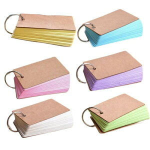 レトロ風カード 両面書き込み可能 紙素材 学習 仕事 メモ メッセージカード DIY ギフトデコレーション スクラップブッキング グリーン白色+黄色+?色+?色+紫色+粉色