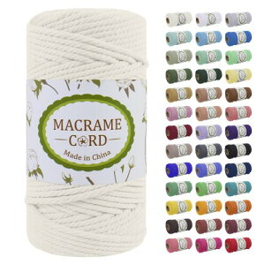 LEREATI マクラメロープ 5mm x 100m, 綿ロープ yarn マクラメ糸 コットンロープ 綿糸 太いロープ, マクラメ 紐 の場合 DIY, 壁掛け, 夢キャッチャー, 鉢植え装飾, 編み物, ボヘミア結婚式アーチの