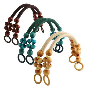 持ち手 木製 ウッドビーズ付き 6個バッグの持ち手 ナイロン紐 ハンドル交換 バッグ 持ち手 ハンドメイド DIY 手芸 バッグ用 修理 交換用 3色 各2個