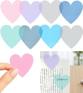 フィルム 付箋 ハート 可愛い くすみカラー 透ける 小さめ 4.5cm インデックス 透明 カラー ふせん メモ シール 半透明 防水