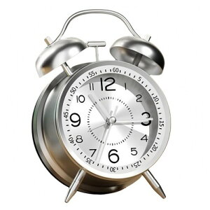 YYDS 大音量 目覚まし時計 子供 置き時計 アナログ 振動 オシャレ 可愛い ベル うるさい目覚まし時計 おしゃれ 標準時計 ライト機能 さわやかな着信音 振動機能 連続秒針 文字盤 (シルバ