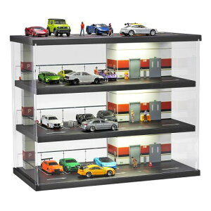 shoucangjia ホットウィール・トミカ・マッチボックス用1/64スケールDieacstモデルカーディスプレイケース ジオラマガレージ リトル・トイ・カー 収納オーガナイザー