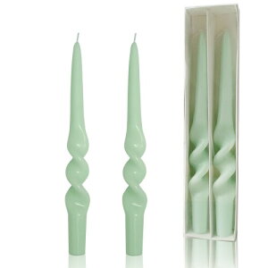9.3インチ キャンドル スパイラルキャンドル 蝋燭 テーパーキャンドル ウェディング フェスティバル ホームデコレーション ろうそく 2個セット (Green)
