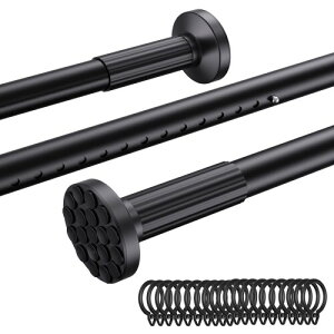 Goowin つっぱり棒 128-330cm 強力 突っ張り棒 黒 つぎあわせ式ツッパリ棒 強負荷 室内 洗濯物干し 耐荷重45~20kg 直径32mm