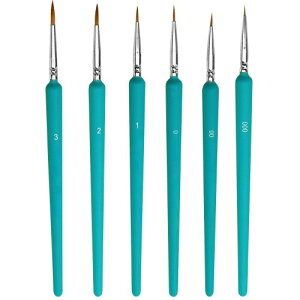 筆 面相筆 水彩筆 グラデーションラインブラシ 6本セット ブラシ オイルブラシ 極細ブラシ 水彩ブラシ 水彩画 水墨画 アクリルブラシ プラスチックモデリングブラシ (ブルー)