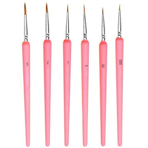 筆 面相筆 水彩筆 グラデーションラインブラシ 6本セット ブラシ オイルブラシ 極細ブラシ 水彩ブラシ 水彩画 水墨画 アクリルブラシ プラスチックモデリングブラシ (ピンク)