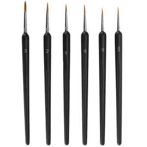 筆 面相筆 水彩筆 グラデーションラインブラシ 6本セット ブラシ オイルブラシ 極細ブラシ 水彩ブラシ 水彩画 水墨画 アクリルブラシ プラスチックモデリングブラシ (ブラック)