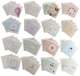 かわいい 封筒付 ミニ メッセージカード 16種類 各4枚