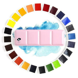 (24 Colors) - 24 Colours Paul Rubens Watercolour Paint Artist Grade Solid Cakes Travel Pocket Set Painting Paint with Metal Box Case