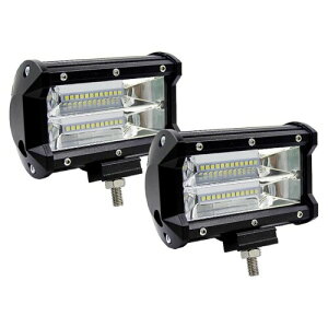 ENN LLC LED作業灯 72W 5インチ バイク用 フォグランプ 12-24V対応 広角狭角一体型 トラック・重機・ガレージライト 2個セット (クリア)