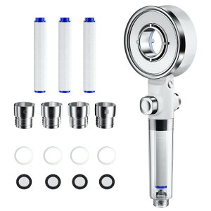シャワーヘッド マイクロナノバブル シャワーヘッド 高水圧 手元止水 軽量 水漏れ防止 ミスト G1/2接続規格 水流調整 毛穴汚れ除去 分解可能 掃除便利 塩素除去フィルター3本付き 取付簡