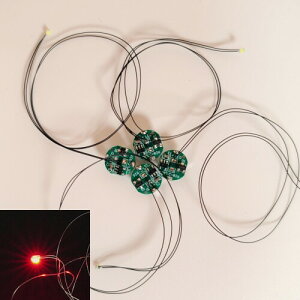 Lezalic LED 電飾 リード線付き 磁気スイッチ 4個セット ボタン電池 (CR927対応) ワイヤレス 超小型 模型 プラモデル フィギュア ライト 照明 極小 (レッド (4個))