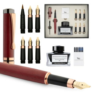 Wordsworth & Black Calligraphy Pen Gift Set, �C���N�r�A6�̃C���N�J�[�g���b�W�A�C���N�R���o�[�^�[�A6�̑ւ��j�u�A�����|�A�W���[�i�����O�A�������X���[�Y�ȃy�� (�o�C�I���b�g�E�b�h)