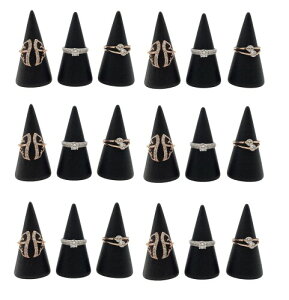 desikaky リングスタンド 指輪置きケース ジュエリースタンド 木製 円錐形 リングホルダー 指輪立て 指輪の保管 アクセサリー 展示用 DIY 手芸品 (ブラック 20個セット)
