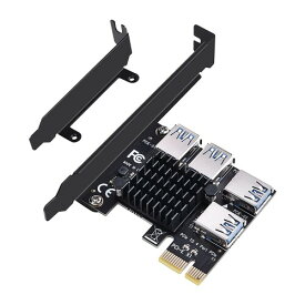 ELUTENG usb3.0増設ボード PCI-E 拡張カード 4ポート PCI-Express ライザーカード インターフェース拡張 PCIE x16 x8 x4 x1対応 放熱性 良い安定性 ビットコインマイニング用ライザーカード