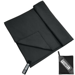 バスタオル 速乾バスタオル 152cm×76cm スポーツ スイミング マイクロファイバータオル 髪 超吸水 柔らかい 色褪せない 防臭 耐久性 速乾 軽量 超吸水 収納袋付き 湿気 旅行 水泳 (ブラック