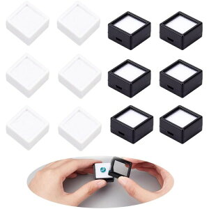 ルースケース 宝石箱 12個セット プラケース 窓付 3cm ジュエリーケース 小物入れ 正方形 プラスチック PVC 高透過性 ダイヤモンド 天然石 石 コレクション スポンジ固定 小型展示ケース DI