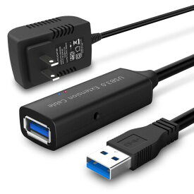 ROSONWAY USB 延長 10M USB3.0 延長ケーブル 2個信号強化チップ内蔵 5V/2A ACアダプター付き 5Gbps高速データ転送 タイプAオス-タイプAメス USBケーブル 延長 Oculus VR、USBハブ、プリンター、USBディス
