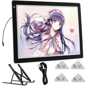 トレース台A4 高輝度LEDライトボックス 8000Lux 薄くて軽い 3段階/無段階調光ライトテーブル Type-C給電式 トレーシング イラスト/製図/スケッチ/建築設計/芸術家などに最適