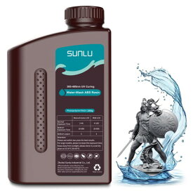 SUNLU 水洗いABS樹脂、ABS-Likeレジンと水洗いレジンの特徴を兼ね備え、水洗い可能 、脆くない、高精度、低収縮、高速硬化 使いやすい LCD/DLP/SLA 3Dプリンタ向け UV樹脂、2KG 暗灰色