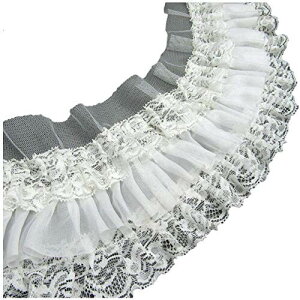 MORYTRADE レース 生地 チュール 手芸 リボン 花柄 レースリボン フリル 幅9cm 2ヤード 白