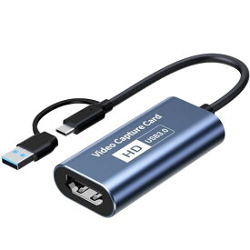 VANGREE 4K ビデオ キャプチャ カード、USB 3.0 HDMI to USB C オーディオ キャプチャ カード、1080P 60FPS キャプチャ デバイス、ゲーム ライブ ストリーミング レコーダー、PS4/5 用 Windows Mac OS シス