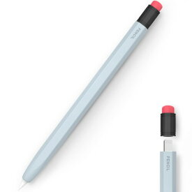 AhaStyle Apple Pencil 第一世代用シリコン保護ケース 鉛筆レトロデザイン 柔らかなシリコン材質 Apple Pencil 初代に適用 (ライトブルー)