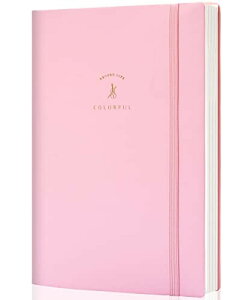 CAGIE ノート おしゃれ a5 ソフトカバー ノート かわいい 横罫 クラシックノートブック ジャーナル ビジネスノート 14.5cm x 21cm ピンク