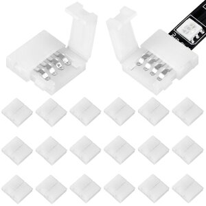 DIANN 20pcs I Shape 4 Pins LED Strip Light Connector 12V Right Angle Unwired Gapless Solderless Connector Suitable for 10mm Wide Flexible 3528/5050 SMD RGB LED Strip Lights