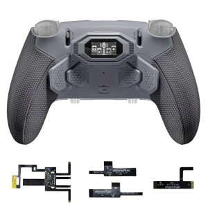 eXtremeRate ps5 Edge �R���g���[���[�ɑΉ��pBEYOND�w�ʃp�h���L�b�g�AOLED�f�B�X�v���C���ځA�l�ԍH�w�Ɋ�Â����Đ݌v�̃��o�[���H�O���b�v��̌^�{�g���V�F���A���}�b�s���O�\�Ȕw��4