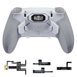 eXtremeRate ps5 Edge �R���g���[���[�ɑΉ��pBEYOND�w�ʃp�h���L�b�g�AOLED�f�B�X�v���C���ځA�l�ԍH�w�Ɋ�Â����Đ݌v�̃��o�[���H�O���b�v��̌^�{�g���V�F���A���}�b�s���O�\�Ȕw��4