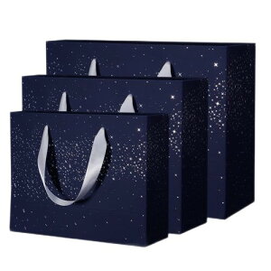 PonyLes ラッピング袋 ギフトバッグ 紙袋 手提げ ギフト包装 上質 オリジナルデザイン ギフト用手提げ 星空柄 3枚セット おしゃれ クリスマス 母の日 父の日 バレンタイン (3枚セット:紙袋-