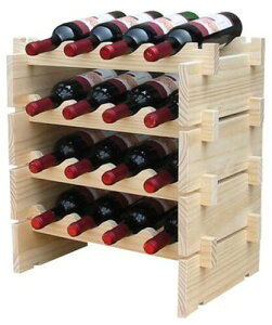 Anberotta 木製 ワインラック 積み重ね式 ホルダー ワイン シャンパン ボトル ウッド 収納 ケース スタンド インテリア ディスプレイ 1,2,3,4段から選べる W1-T (16本用収納・4段)