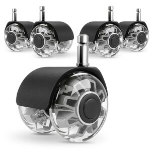 プラグイン椅子キャスター 交換 - 11MM X 22MM(5個セットウレタンキャスター)300KG高い耐荷重、スライディング静音、OAチェア、オフィスチェア、ゲームチェア用、床を保護、すべての床