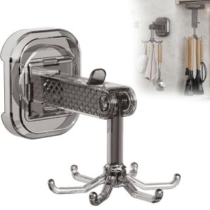 キッチンツールフック 吸盤 6個フック付き 台所ラック キッチン収納 360°回転可能 粘着吸盤 強力接着 バスルーム収納 防水防錆 壁掛け 取り付け簡単