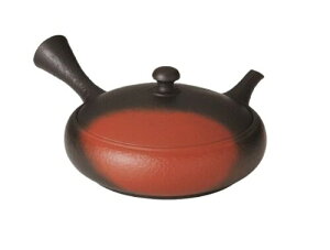 常滑焼急須 益規窯変タタキ浅平丸茶注 益規作 240cc