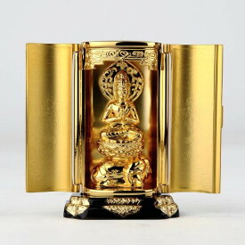 仏像 普賢菩薩 厨子入り（金メッキ/24金） 仏師：渡辺景秋 原型＿（辰・巳年生まれ）十二支守り本尊 干支 高岡銅器(ふげんぼさつ)