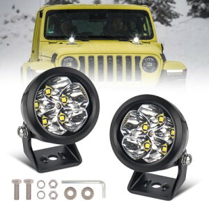 NORTHYUN �I�t���[�h���C�g 25W �z���C�g �~�j���C�g LED��Ɠ� �ی` �p�x�����\ 12V/24V�Ή� IP68 �h�� �h�o �o�C�N �I�t���[�h SUV ATV �s�b�N�A�b�v ������ ��Ǝ� �g���b�N�p 2�Z�b�g (�z��