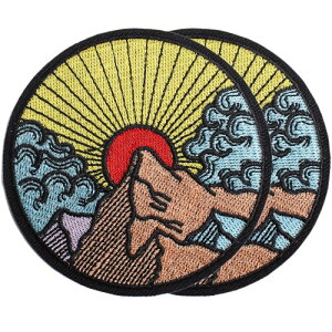 Harsgs 2PCS Sunrise in The Mountain Patch Embroidered Applique Badge Iron on/Sew on Patches Emblem Patch DIY Accessories, Perfect for Clothes, Dress, Hat, Jeans