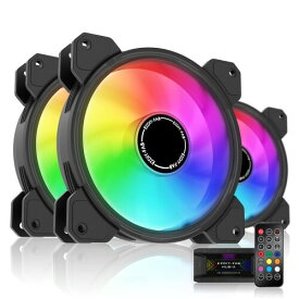 EZDIY-FAB 120mm RGB PCケースファン マザーボードAURA Sync同期 リモコンによる速度制御 高性能 静音タイプ 6PINコネクタ ファンハブ+リモート付- 3本1セット