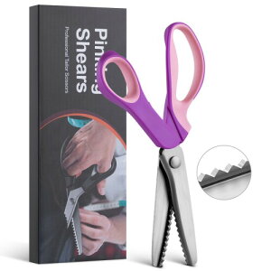 ピンキングはさみ 5ミリギザギザ 230ミリ/ギザギザカット ステンレス製 カットカーブ はさみ ピンキング鋏 ピンキングはさみ クラフト DIY 裁縫道具 紙 布 手芸用 ラッピング用-パープル