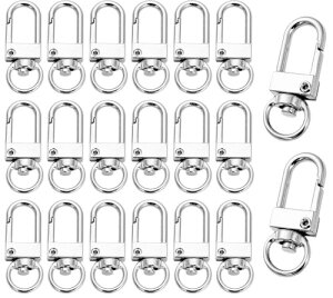 キーホルダー 金具 20個セット ナスカン ワンタッチキーホルダー 回転フック 360度回転 修理 交換 パーツ ハンドメイド アクセサリー DIY 手芸用品 手作り 素材 (シルバー)