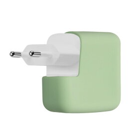 kwmobile 充電器 保護カバー 対応: Apple 35W Dual USB-C Power Adapter ケース - ソフト シリコンカバー 全面保護 緑茶色