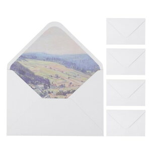 CAPASTEC 封筒 ビンテージ調 無地 メッセージカード 風景柄 案内状 挨拶状 ポストカード 招待状 ビジネス用 結婚式 パーティー用封筒 5枚 ホワイト 山