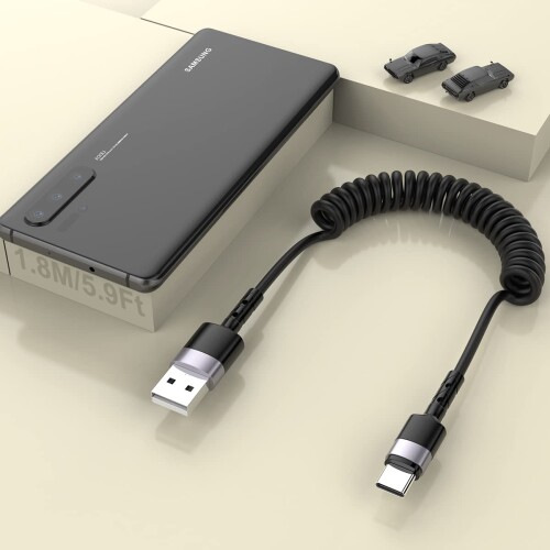 注目 USB タイプC ケーブル、タイプC スプリング充電ケーブル車用