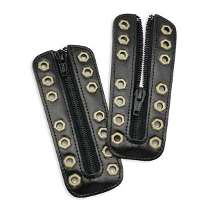 (Soletec) ソレテック 本革製 手作り 7穴付き ジッパーユニット すべてのブランド用 安全靴 作業靴 革靴 ZIP-108500-CHB(不等間隔, ブラック x ブロンズアイレット)