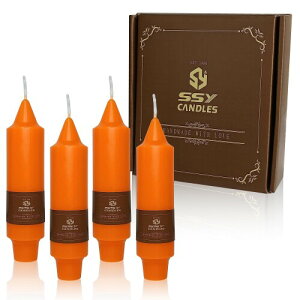 13cm キャンドル手作りピラーキャンドル キャンドル セット テーパーキャンドル 結婚祝い ろうそく プレゼント ホームデコレーション用 4個入り (Orange)