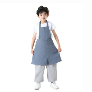 (Maifunn) 親子エプロン 子供エプロン リネン おしゃれ スリットエプロン 動きやすい 子供 小学生 首掛け 学校用 家庭用 キッチン 料理教室 カフェ DIY ガーデニング 麻 男の子 女の子 MF0029-B